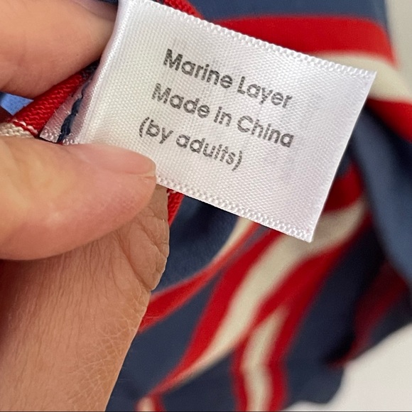 MARINE LAYER Sadie Midi Dress in Red Stripe Size S - Picture 9 of 13